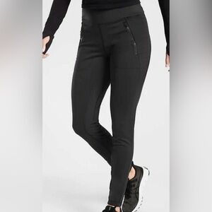 Athleta Peak Hybrid Fleece Tights Performance Hiking Black Size Medium
